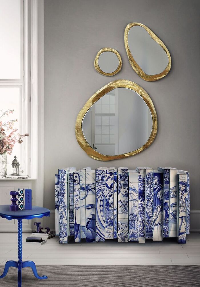 set of three gold mirror