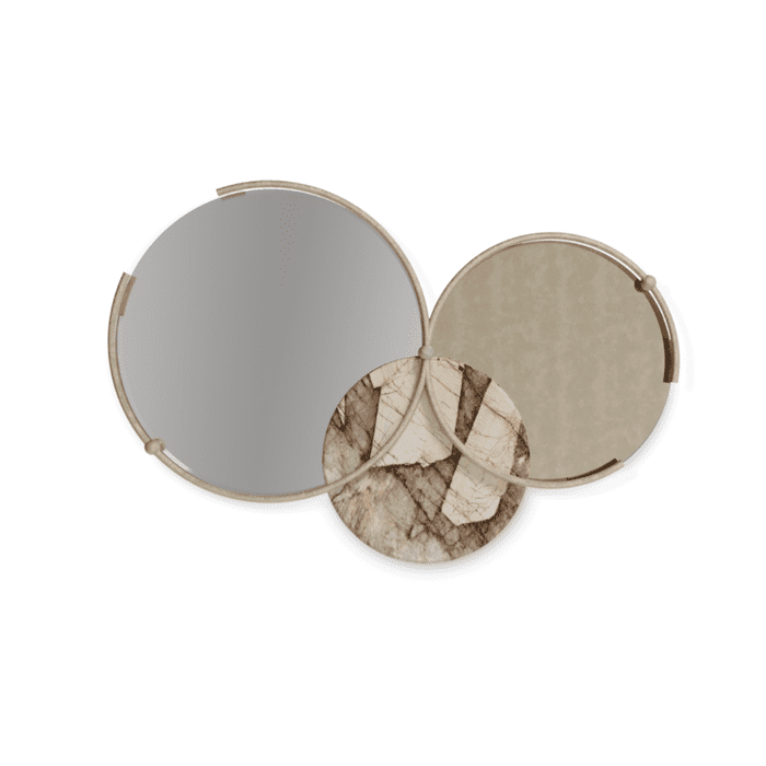 set of mirrors with patagonian marble circle