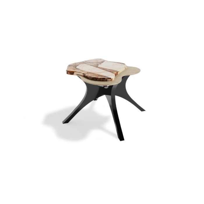 black legs and marble and champagne top side table