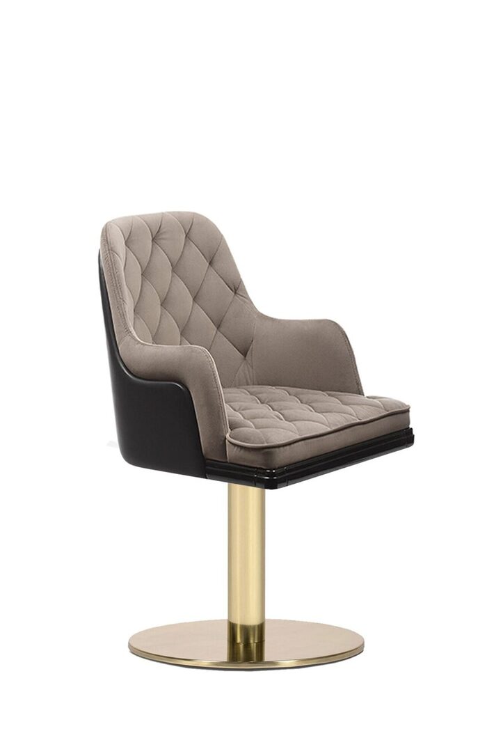 beige and golden armchair