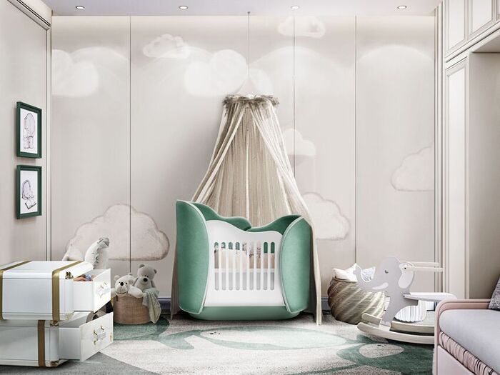 cloud-shaped cradle baby room