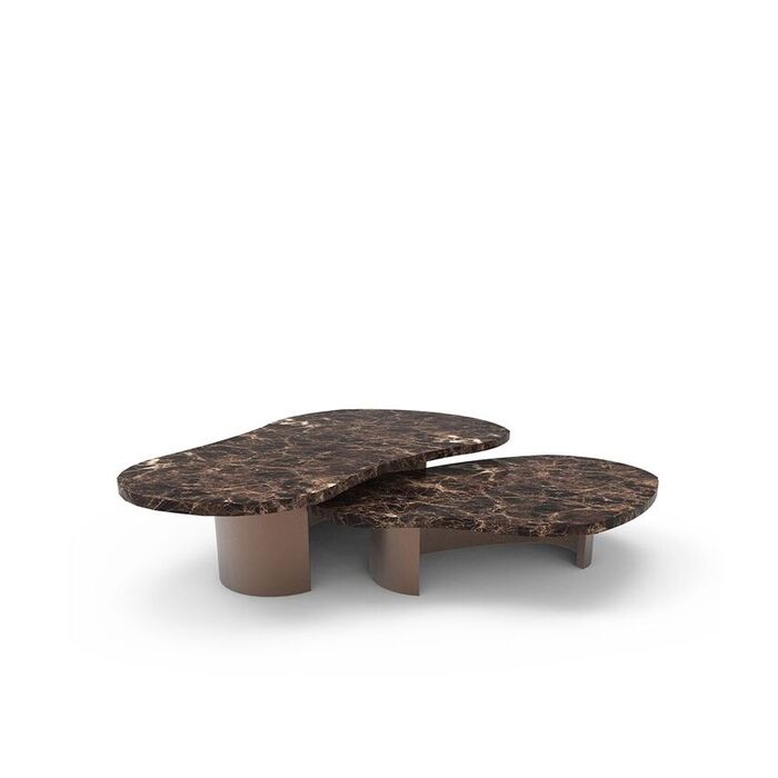 two marble top table