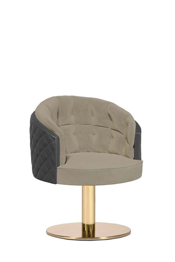 beige and golden armchair