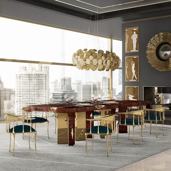 golden-themed dining area