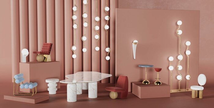 pink environment with marble lamp