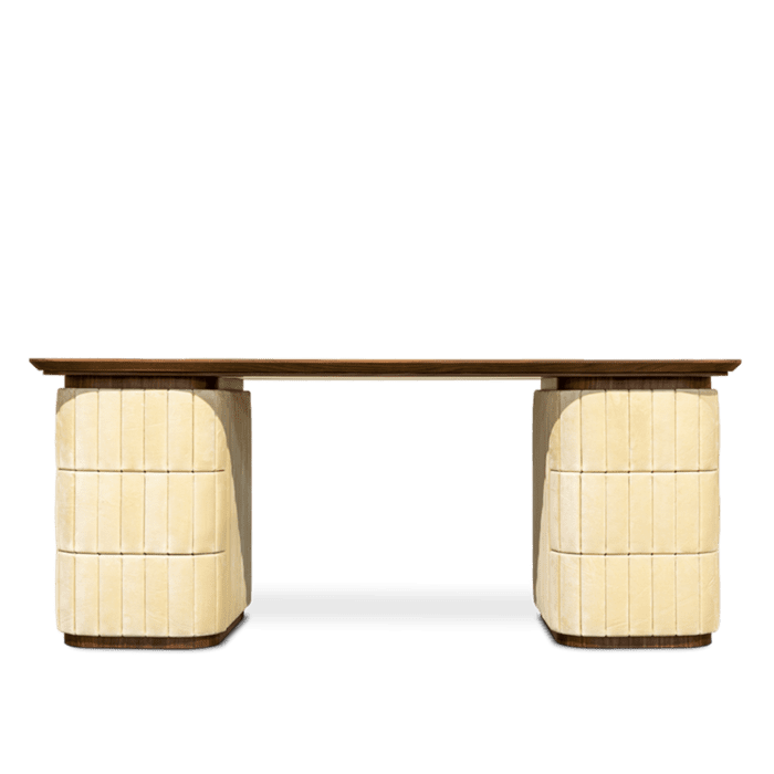 velvet body and walnut wood countertop desk